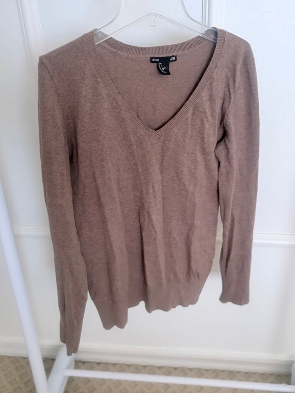 H&M Taupe V-Neck Knit Sweater - Size S